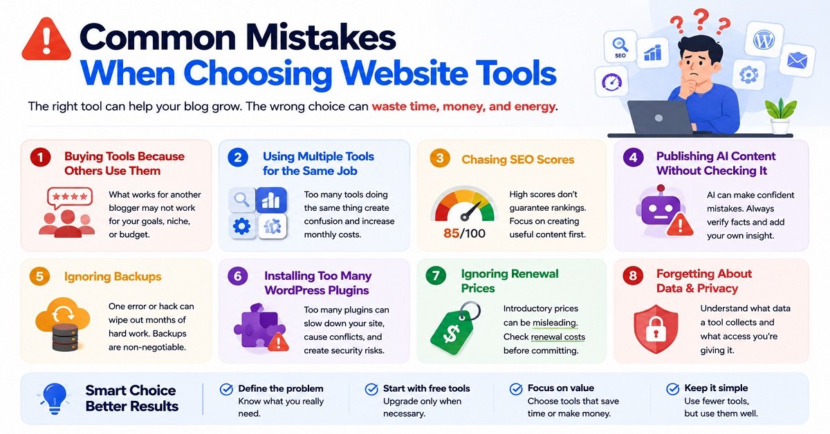 Website Tools for Bloggers Mistakes