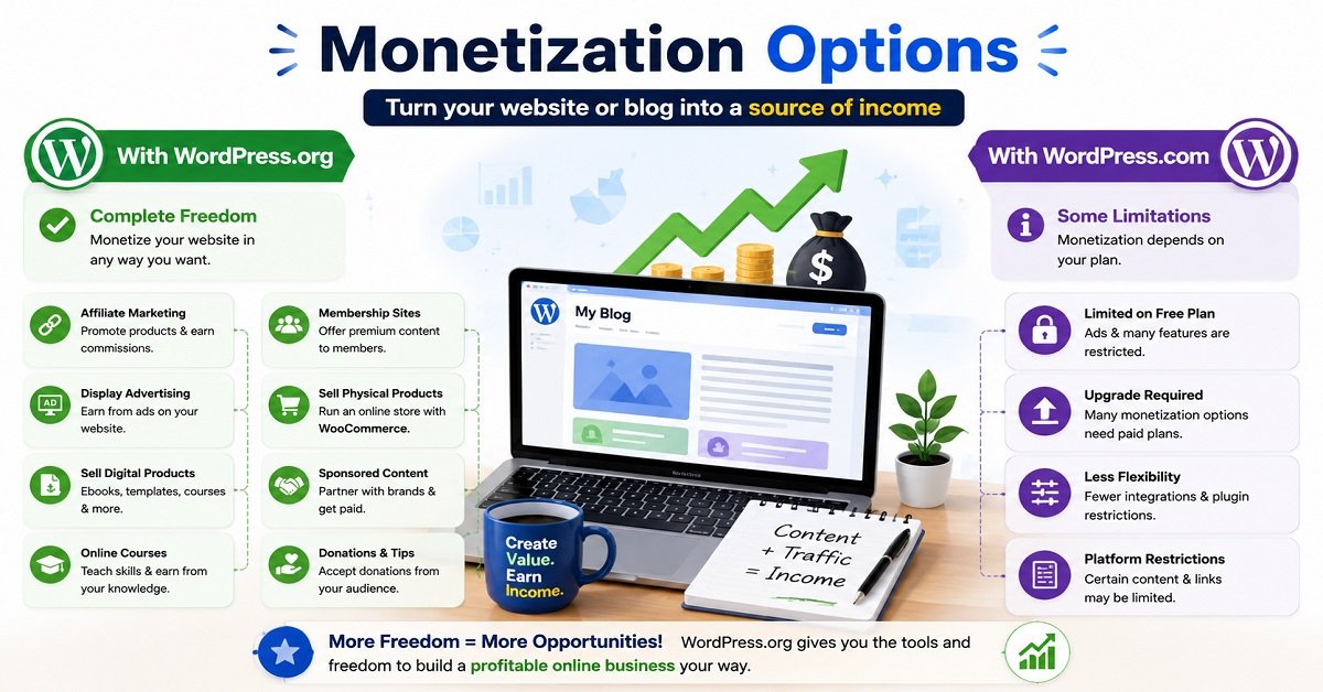 WordPress.com vs WordPress.org Monetization WordPress.com vs WordPress.org Monetization