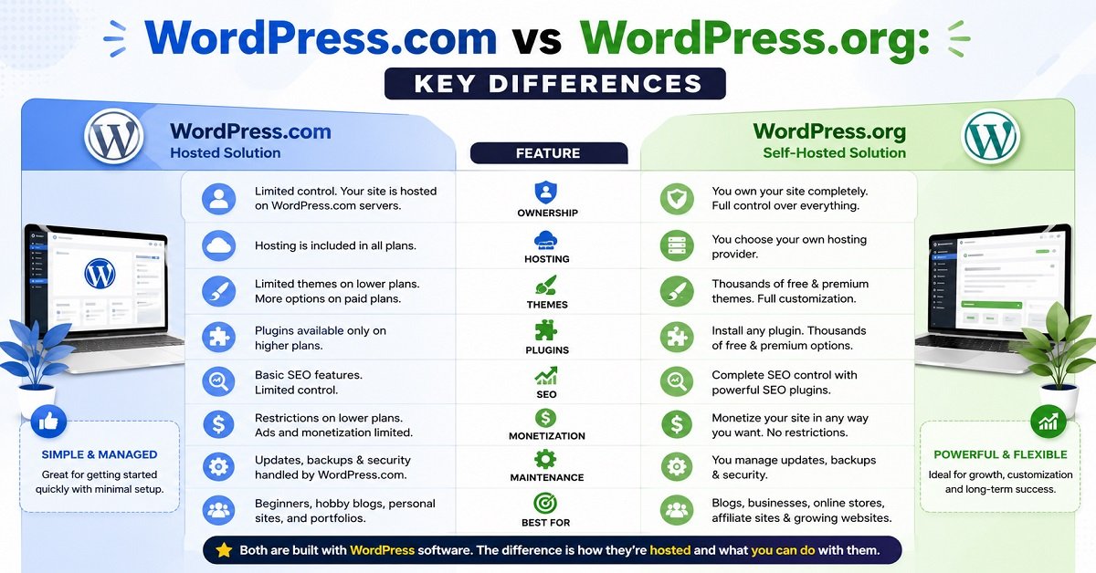 WordPress.com vs WordPress.org differences WordPress.com vs WordPress.org differences